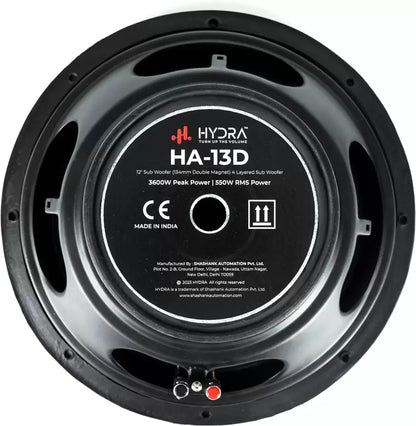 Hydra AQUABASS PRO +_003 12 Inch 134mm double magnet car Subwoofer  (Passive , RMS Power: 550 W)