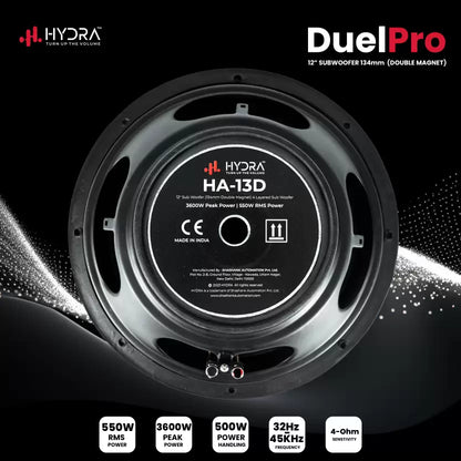 Hydra AQUABASS PRO +_003 12 Inch 134mm double magnet car Subwoofer  (Passive , RMS Power: 550 W)